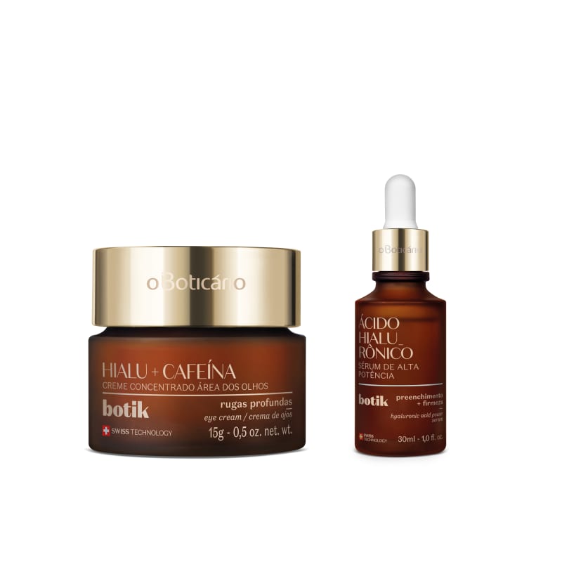 Combo Botik: Sérum de Alta Potência Ácido Hialurônico 30ml + Creme Concentrado para Área dos Olhos Ácido Hialurônico e Cafeína 15g