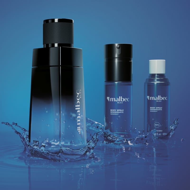 Combo Malbec Bleu: Desodorante Colônia 100ml + Body Spray 100ml + Refil 100ml