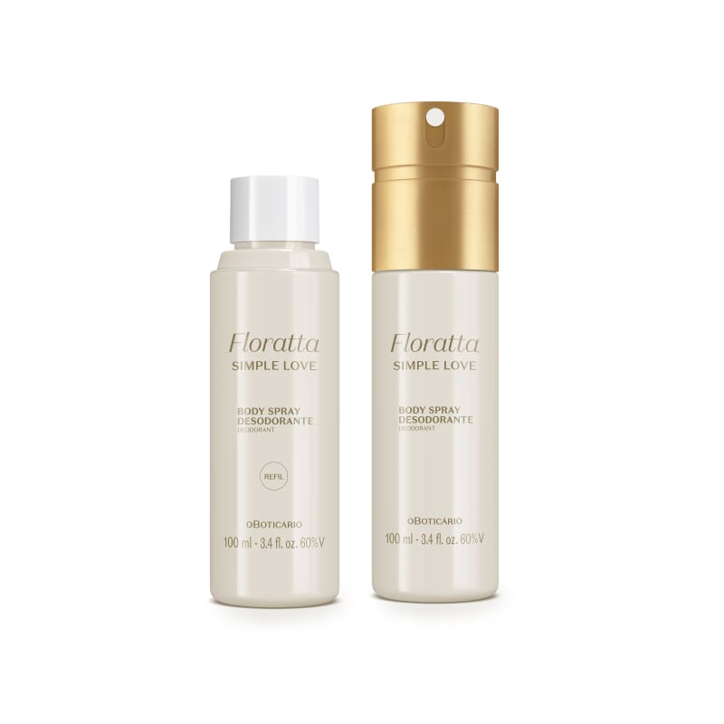Combo Floratta Simple Love: Body Spray 100ml + Refil 100ml