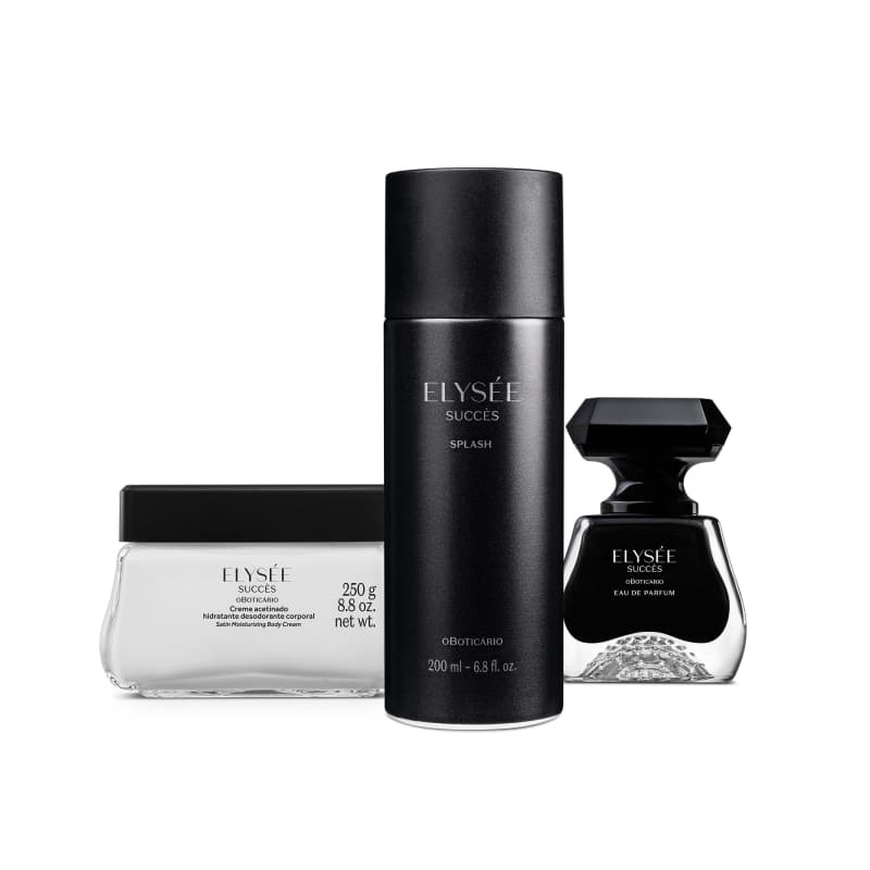 Combo Elysée Succès: Eau de Parfum 50ml + Creme Acetinado 250g + Splash 200ml