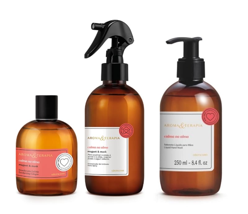 Combo Aroma & Terapia Calma na Alma: Desodorante Colônia 75ml + Sabonete Líquido para Mãos 250ml + Aromatizador de Ambiente 250ml