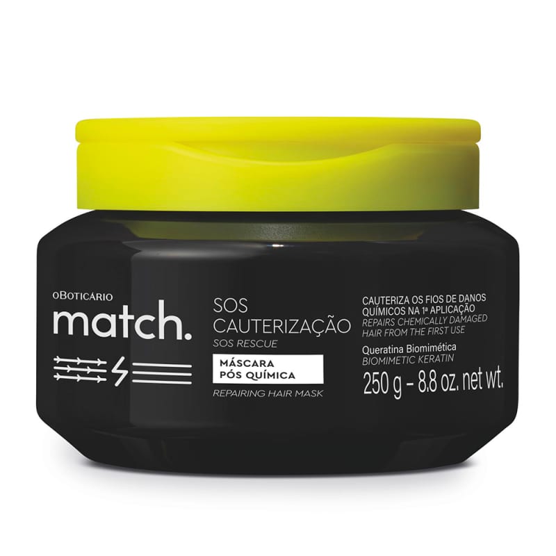 Combo Match SOS Cauterização Pós- Química: Shampoo 250ml + Condicionador 250ml + Máscara Capilar 250g
