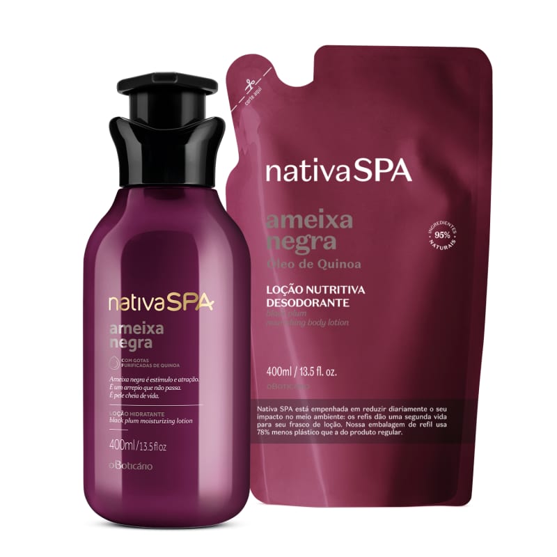 Combo Nativa Spa Ameixa Negra: Loção Hidratante Desodorante 400ml + Refil  400ml