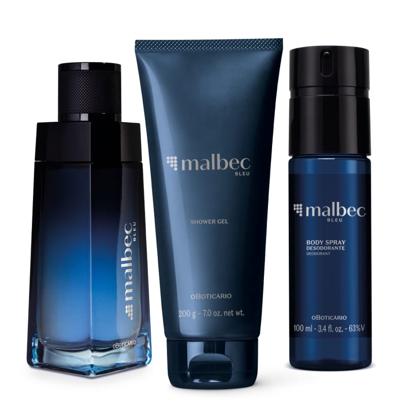 Combo Malbec Bleu: Desodorante Colônia 100ml + Body Spray 100ml + Shower Gel 200g Menor preço em Combo Malbec Bleu: Desodorante Colônia 100ml + Body Spray 100ml + Shower Gel 200g