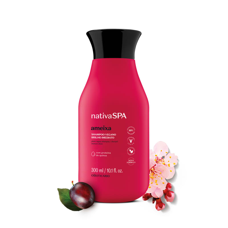 Shampoo Vegano Brilho Imediato Nativa Spa Ameixa O Boticário