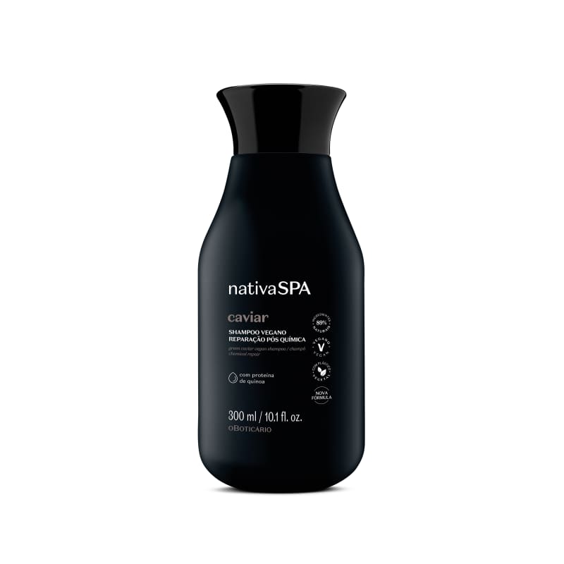 Shampoo Vegano Reparação Pós-Química Nativa Spa Caviar 300ml