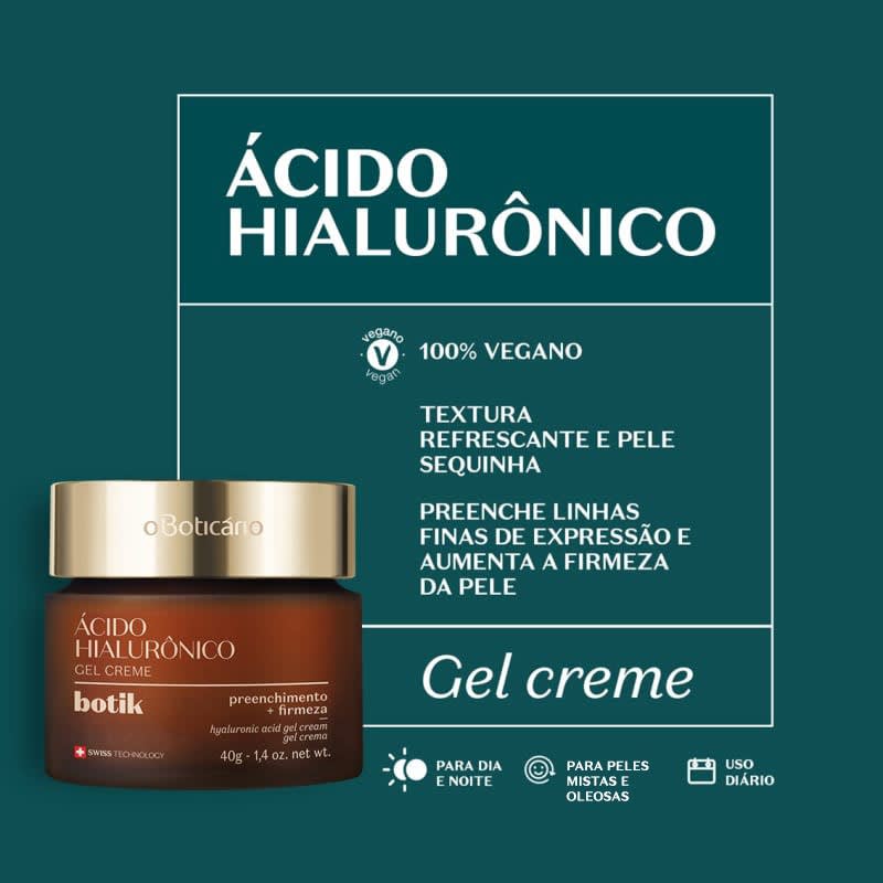 Gel Creme Facial Firmador Ácido Hialurônico Botik 40g