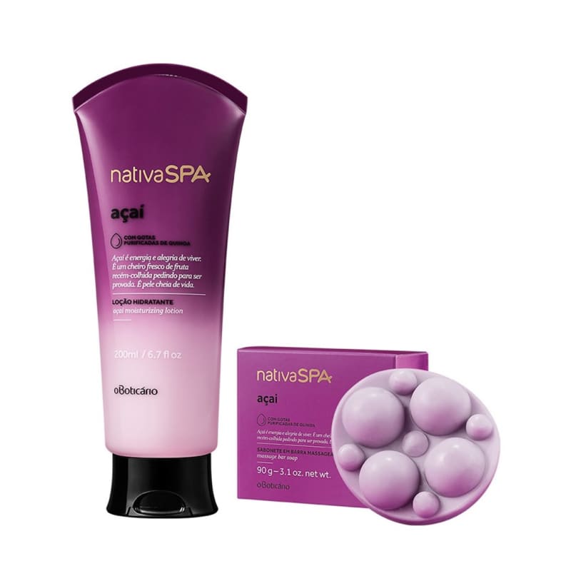 Combo Nativa Spa Açaí: Loção Hidratante, 200Ml + Sabonete Em Barra 90G