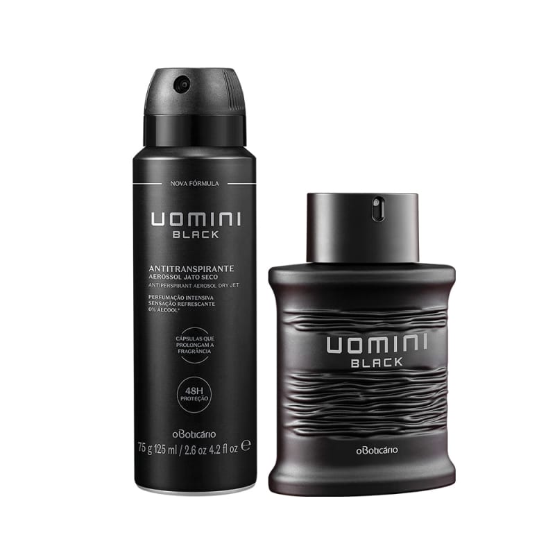 Combo Uomini Black: Desodorante Colônia, 100Ml + Desodorante Anti Transpirante, 75G
