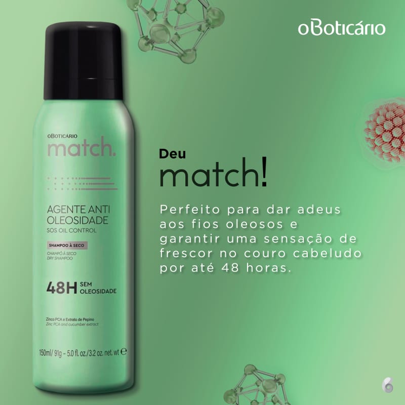 o Boticário Match. Agente Antioleosidade - Shampoo à Seco 150ml