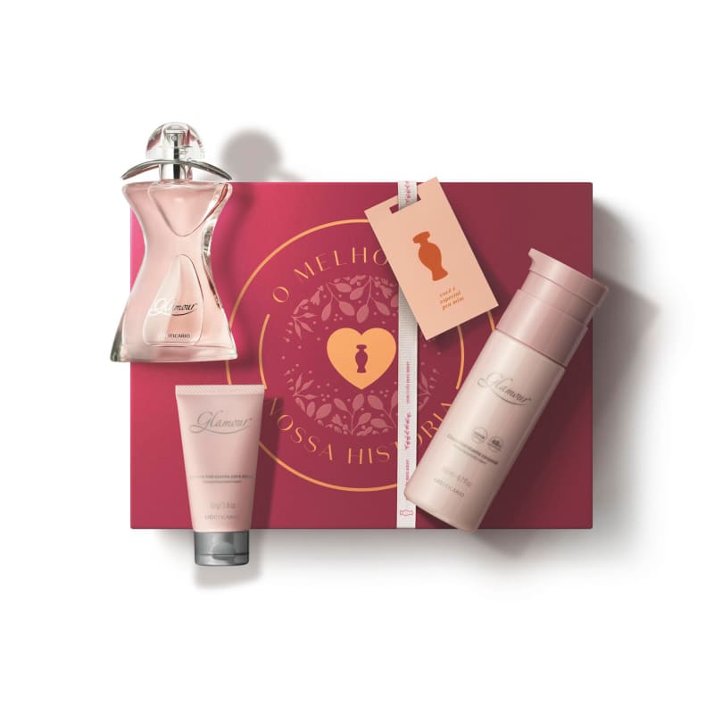 Kit Presente Glamour: Desodorante Colônia 75ml + Creme Corporal 200ml + Creme de Mãos 50g