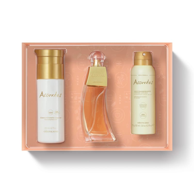 Kit Presente Accordes: Desodorante Colônia 80ml + Creme Hidratante 200ml + Antitranspirante 75g