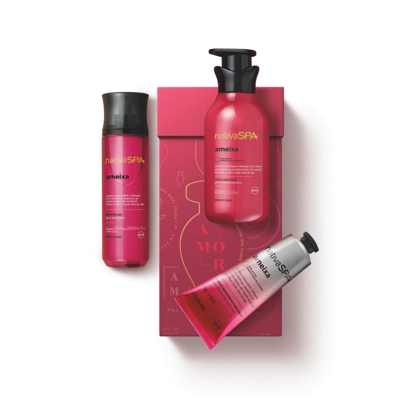 Kit Presente Nativa SPA Ameixa: Loção Hidratante Desodorante Corporal 400ml + Body Splash 200ml + Creme de Mãos 75g