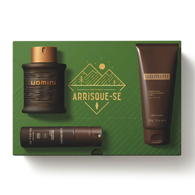 Kit Presente Dia dos Pais Uomini: Desodorante Colônia 100ml + Shower Gel 200g + Body Spray 100ml