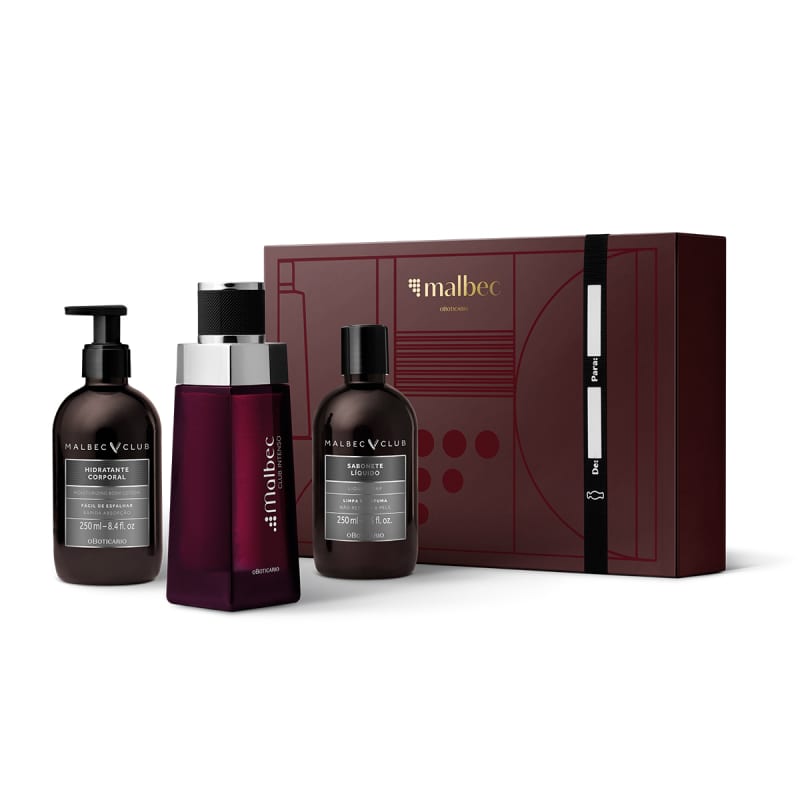 Kit Presente Malbec: Desodorante Colônia 100ml + Loção Corporal 250ml + Sabonete Líquido Corporal 250ml