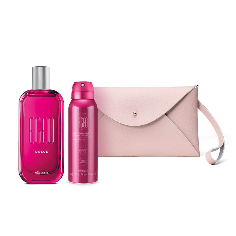 Combo Egeo Dolce: Desodorante Colônia 90ml + Antitranspirante 75g + Nécessaire Envelope Rosa