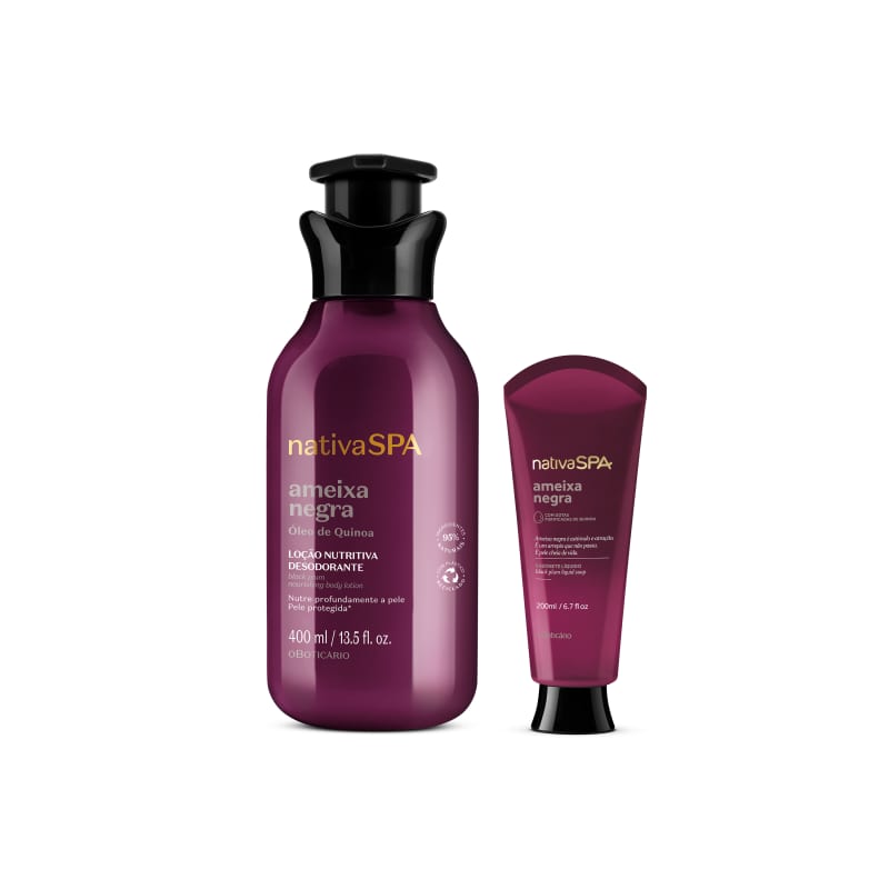 Combo Presente Nativa SPA Ameixa Negra: Loção Corporal 400ml + Sabonete Líquido Corporal 200ml