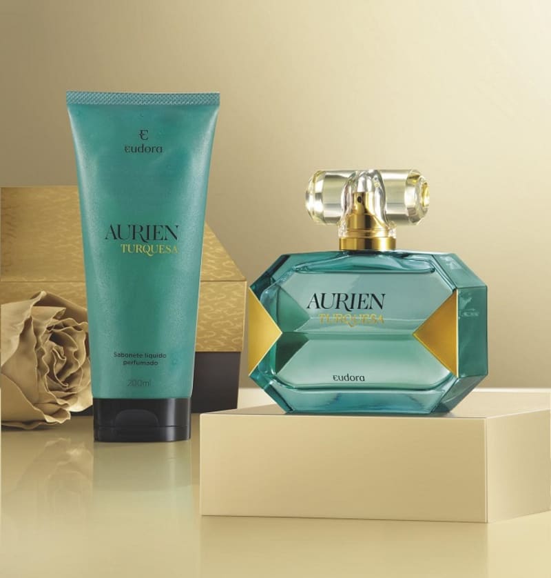 Kit Aurien Turquesa Colônia Desodorante +Sabonete Líquido