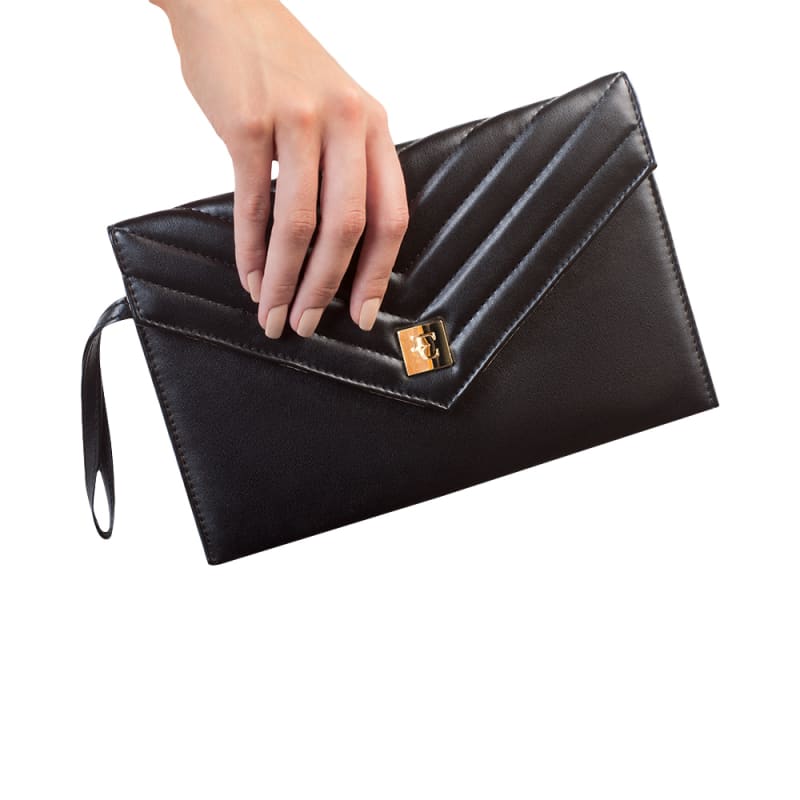 Bolsa preta media chevron eudora Clearance