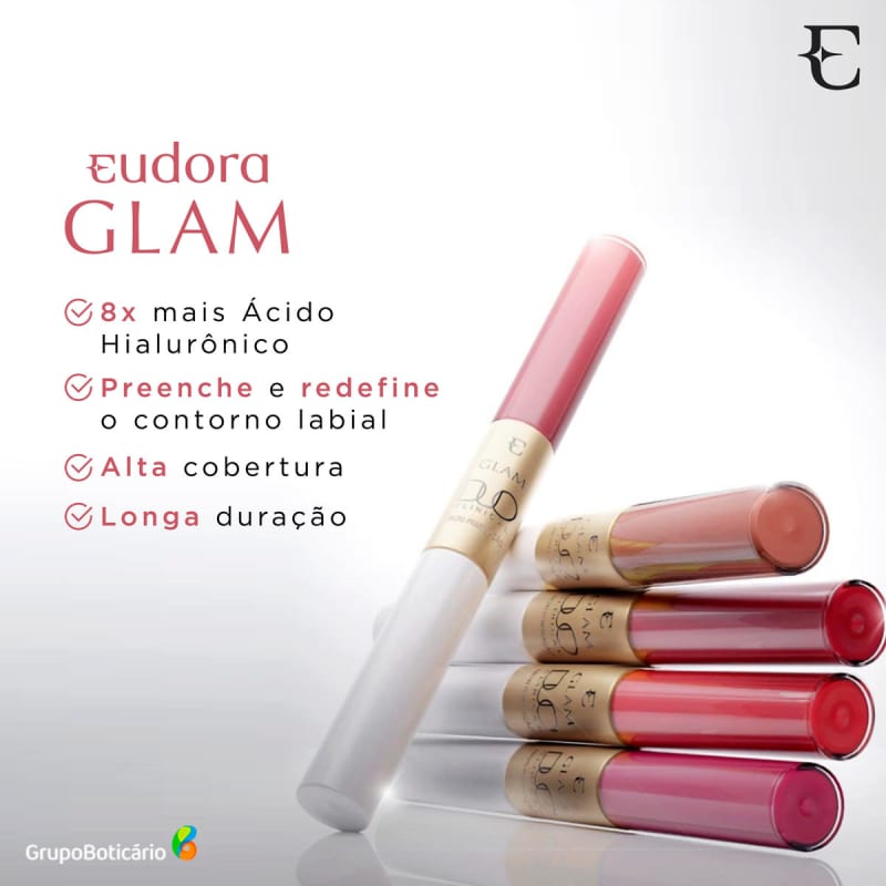Eudora Glam Duo Clinical Rosado Essencial - Batom Líquido 3,5g