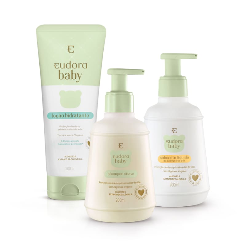 Kit Eudora Baby Hidratante Corporal + Sabonete Líquido + Shampoo