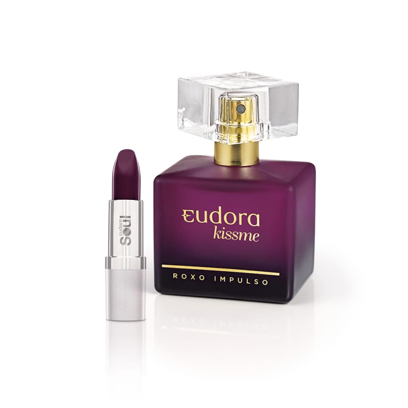 Kit Kiss Me Roxo Impulso Colônia Desodorante + Batom Mate Soul