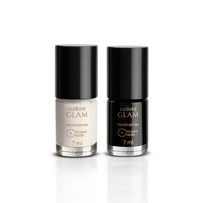 Kit Glam Esmalte Branco + Esmalte Preto