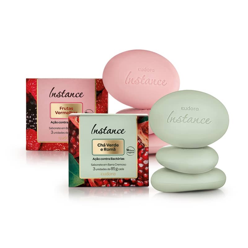 Kit Instance Sabonete em Barra Chá Verde e Romã + Frutas Vermelhas