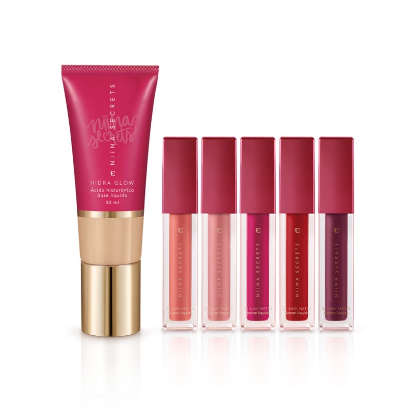 Kit Niina Secrets: Batons Skinny Matte + Base Cor 05