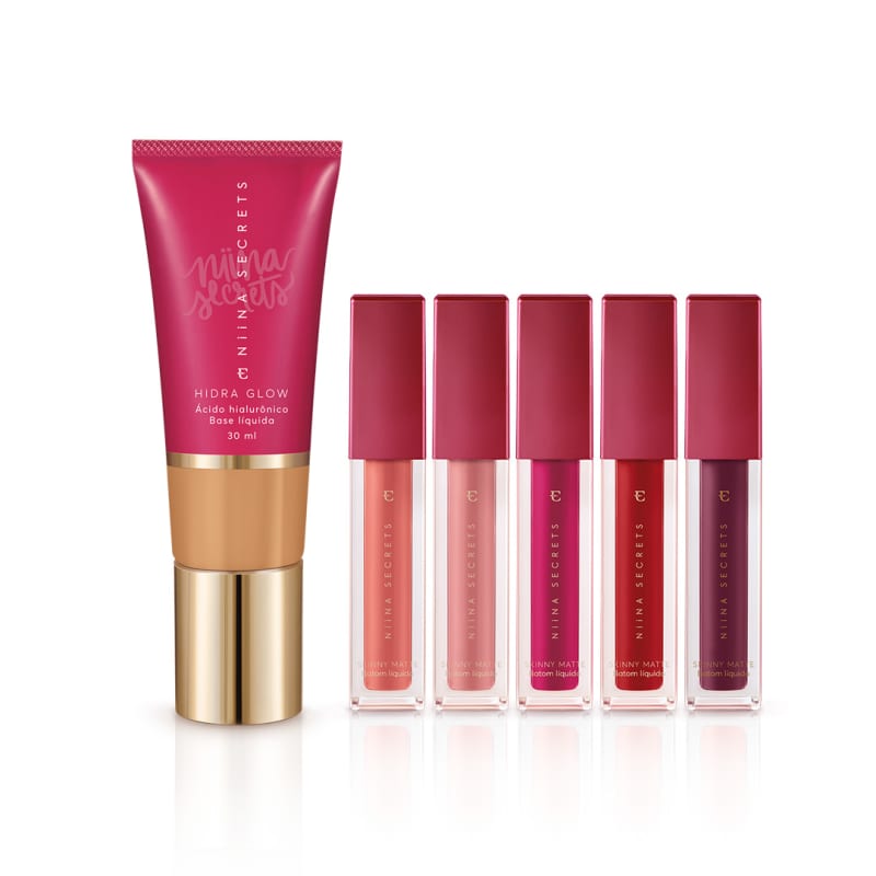 Kit Eudora Niina Secrets - Batons Skinny Matte 5x4ml + Base Cor 35 30ml Menor preço em Kit Eudora Niina Secrets - Batons Skinny Matte 5x4ml + Base Cor 35 30ml