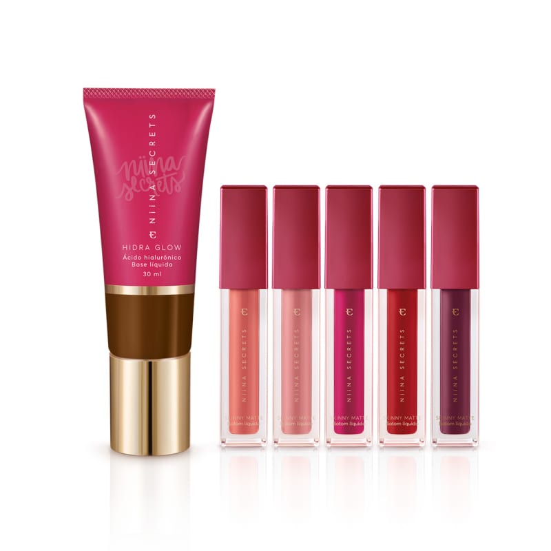 Kit Niina Secrets: Batons Skinny Matte + Base Cor 95