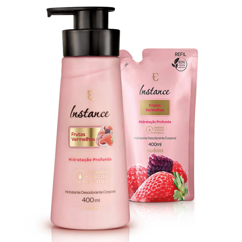 Kit Instance Frutas Vermelhas Hidratante Desodorante Corporal + Refil