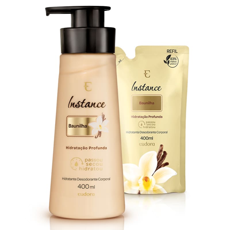 Kit Instance Baunilha Hidratante Desodorante Corporal + Refil