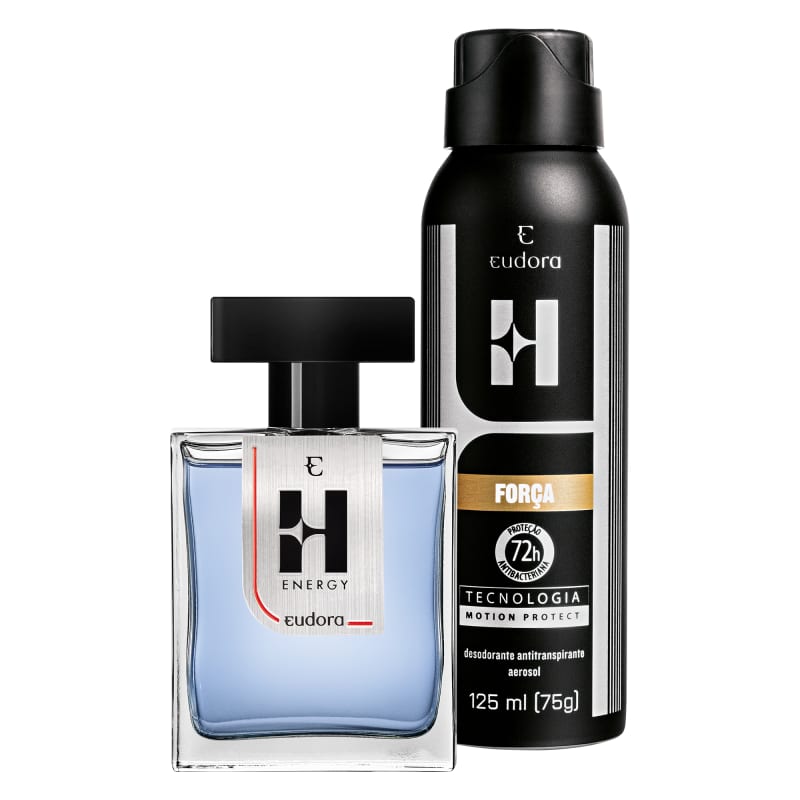 Kit Eudora H Energy Colônia Desodorante + Desodorante Aerossol Eudora H Força