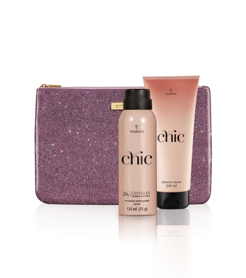 Kit Chic Sabonete Líquido + Desodorante Antitranspirante + Nécessaire Brilho