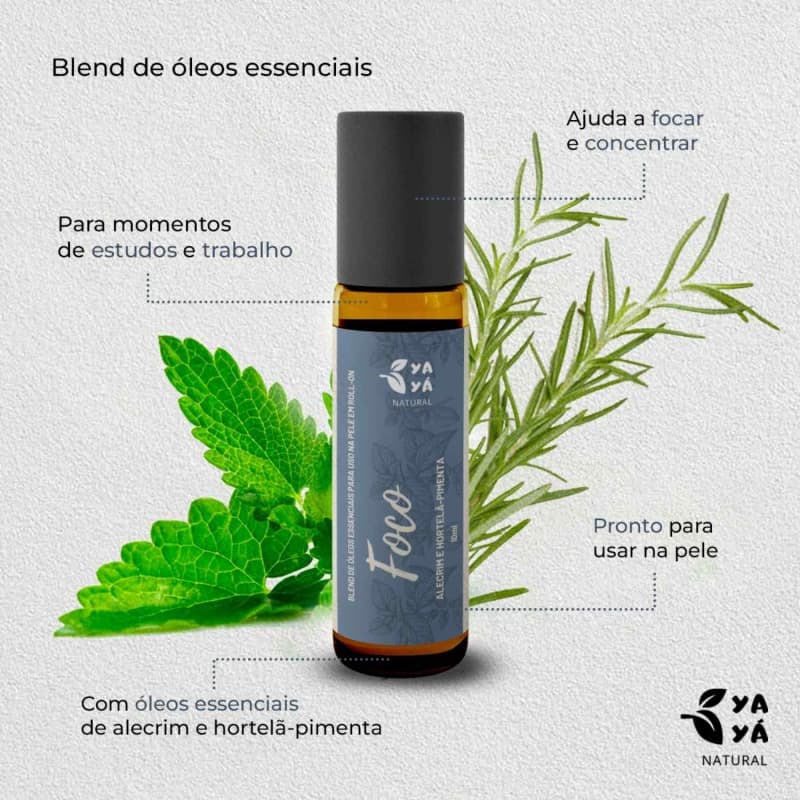 Blend De Óleos Essenciais Roll On Para Foco Alecrim E Hortelã Pimenta 10ml 7382