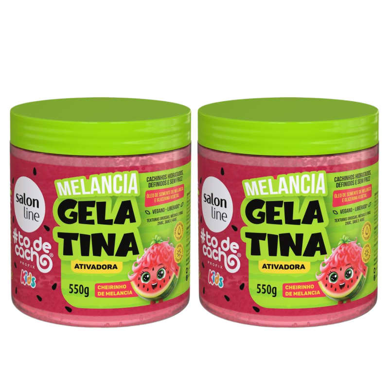 Kit Gelatina Ativadora Salon Line Kids Melancia 550g Com 2 Menor preço em Kit Gelatina Ativadora Salon Line Kids Melancia 550g Com 2