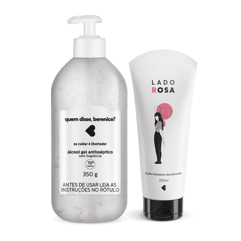Kit Cuidados: Álcool Gel + Loção Hidratante Desodorante Lado Rosa