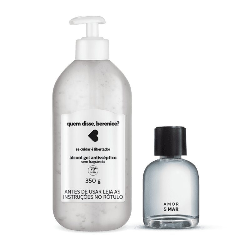 Kit Cuidados: Álcool Gel + Desodorante Colônia Amor e Mar 75ml