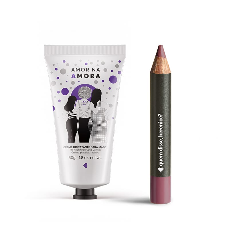 Kit Creme Hidratante Mãos Amor na Amora + Lápis Batom Mate Rosaliz