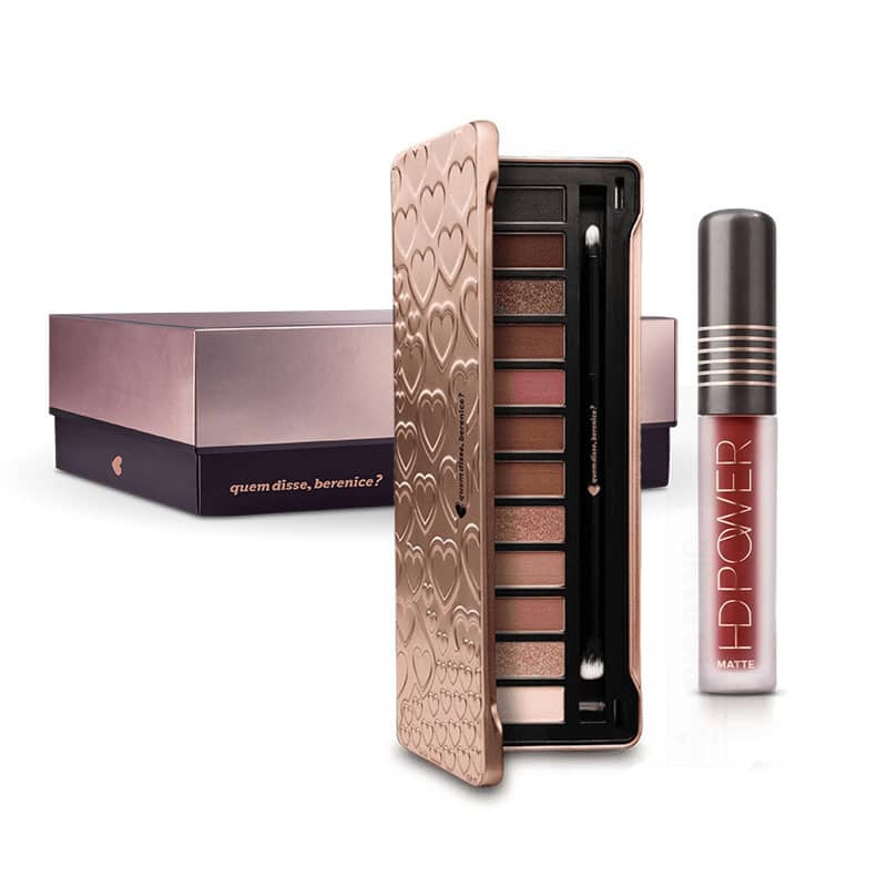 Kit Paleta de Sombras Adoro Rosês + Batom HD Power Capuccinohd + Caixa Cubo G