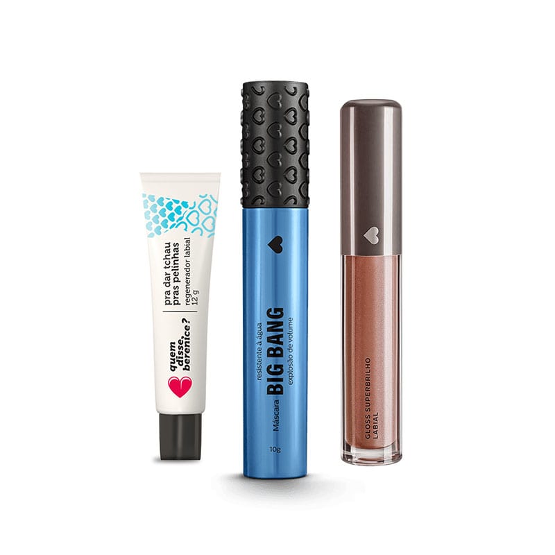 Kit Máscara Big Bang Resistente à Água + Tchau Pelinhas + Gloss Superbrilho Malvalex