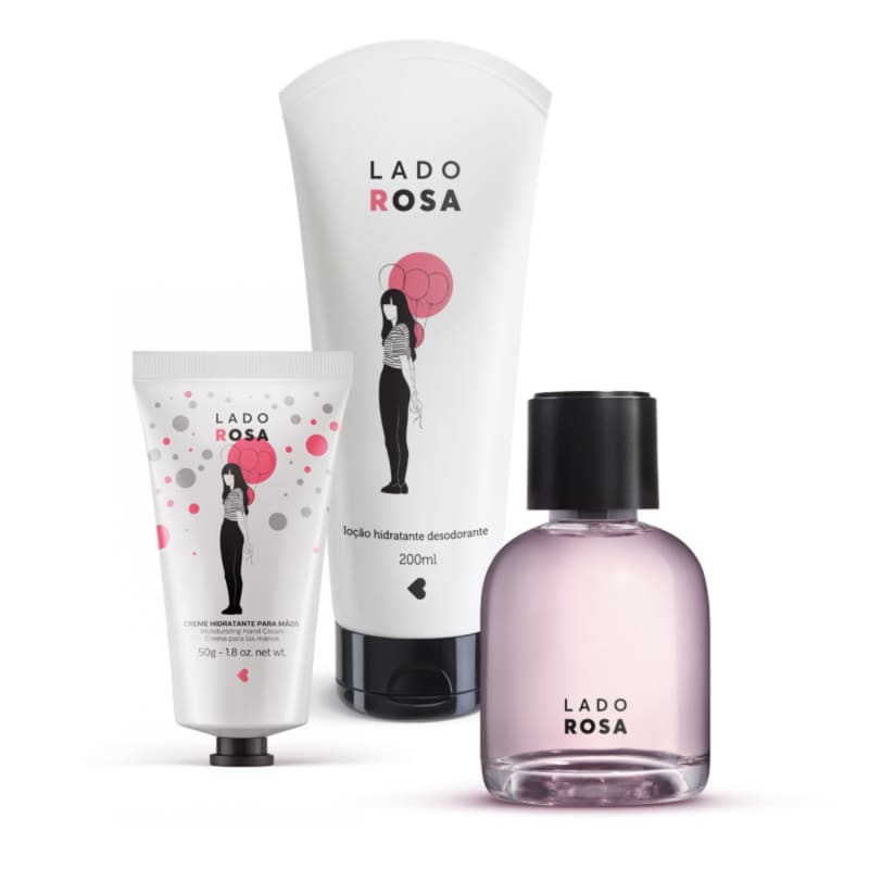 Kit Lado Rosa: Colônia 75ml + Creme Mãos + Loção 200ml