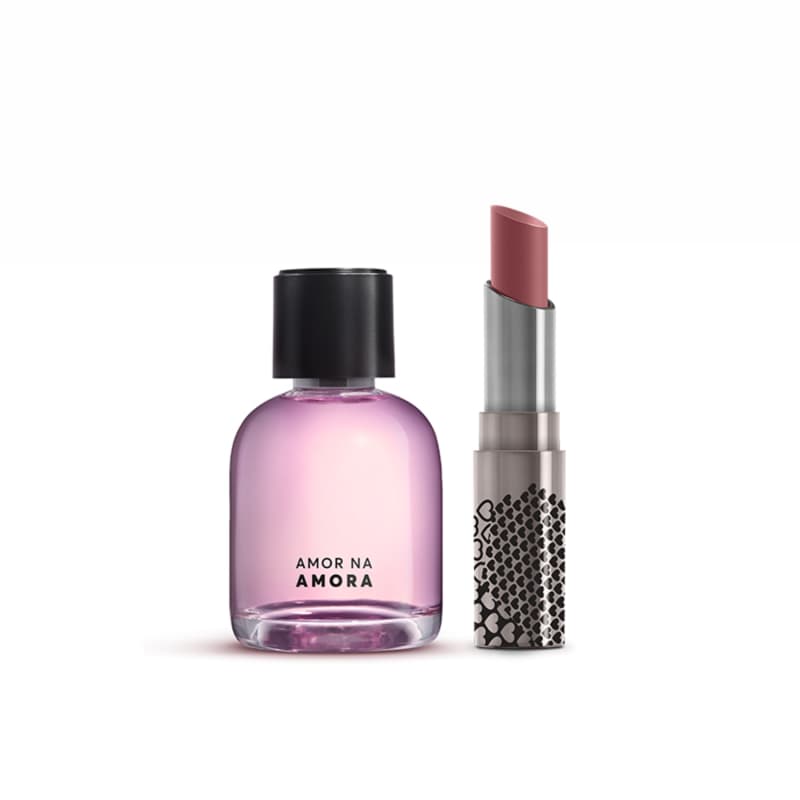 Kit Desodorante Colônia Amor na Amora + Batom Volumão Roseirê