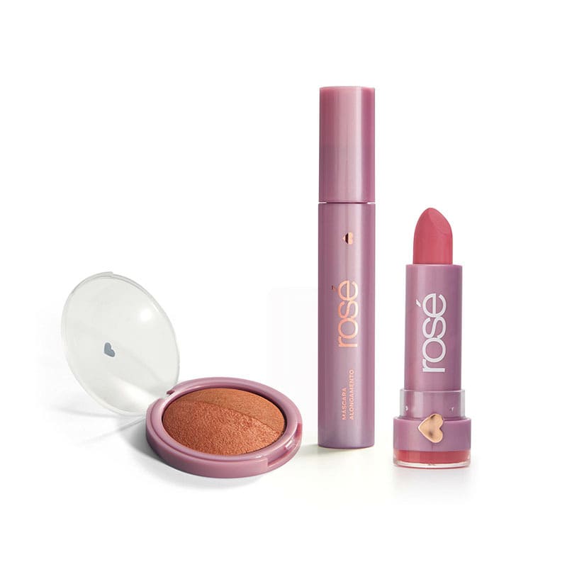 Kit Seja Luz Bronze: Batom + Máscara + Blush Bronze