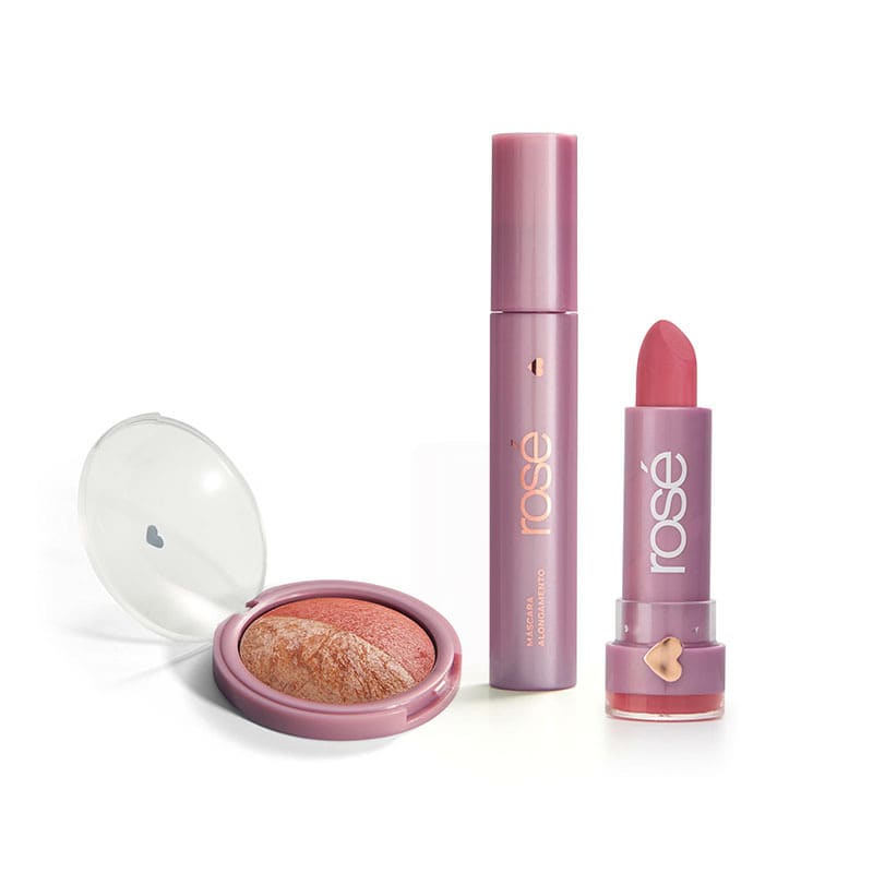 Kit Seja Luz Rosé: Batom + Máscara + Blush Rose