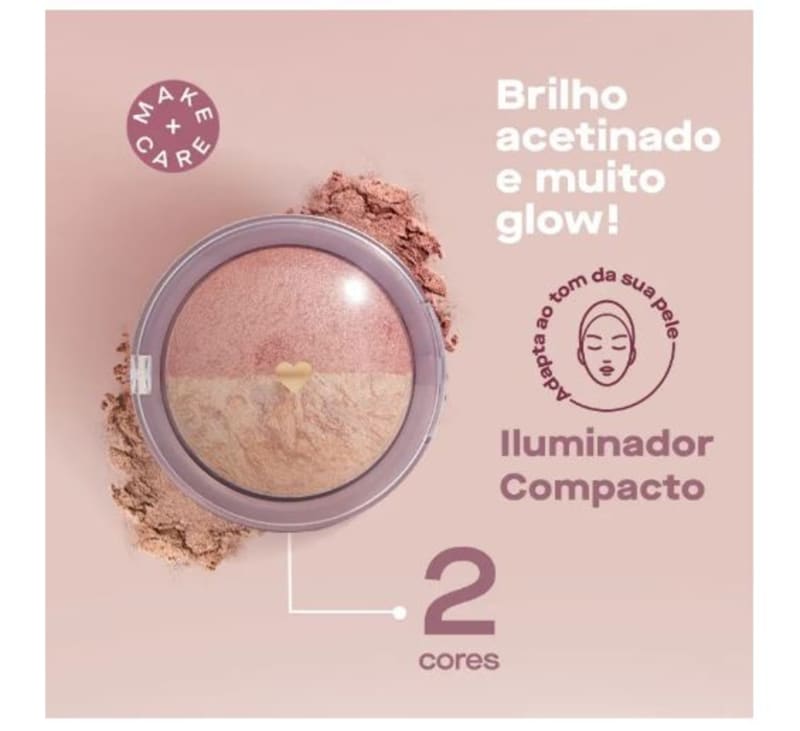 Kit Glow: Paleta de Sombras Rosé Gold + Blush Iluminador Rose + Gloss Labial Hialurônico Avelã Iluminado