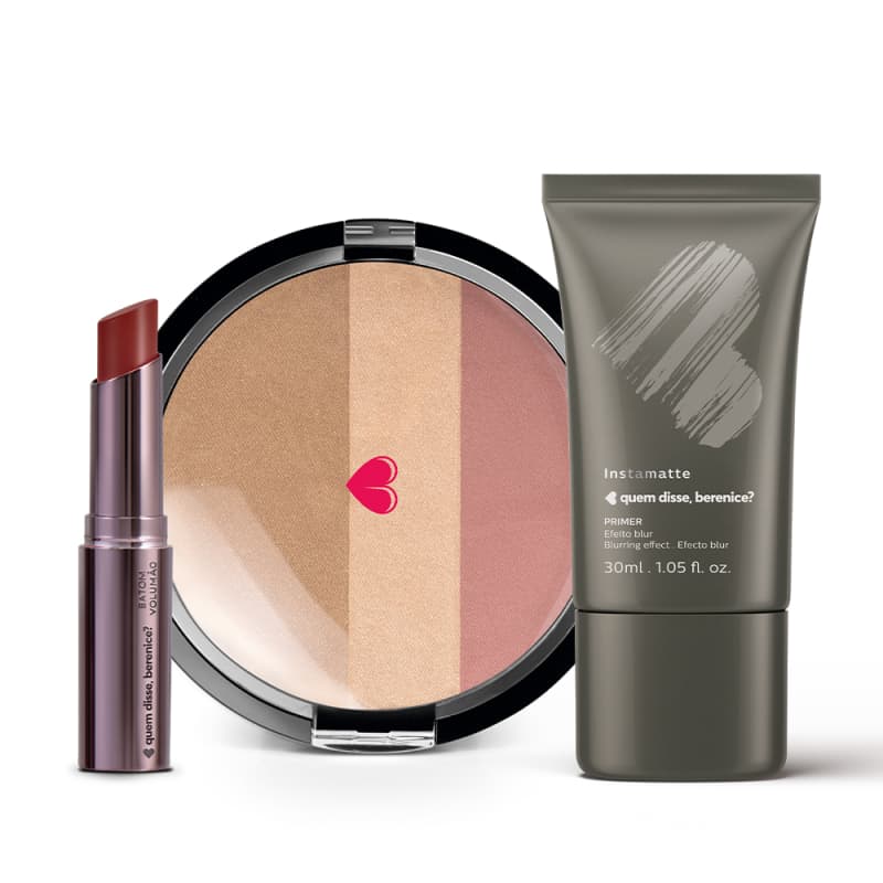 Combo Batom Volumão + Primer Instamatte + Pó Multiefeitos