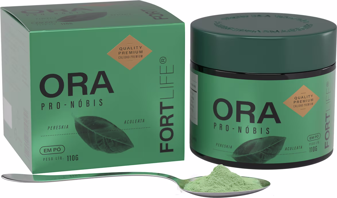 Suplemento Alimentar em Pó FortLife Pharma Ora Pro Nóbis, 110g.