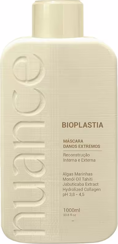 Máscara capilar Bioplastia da marca Nuance Professional contendo um litro.